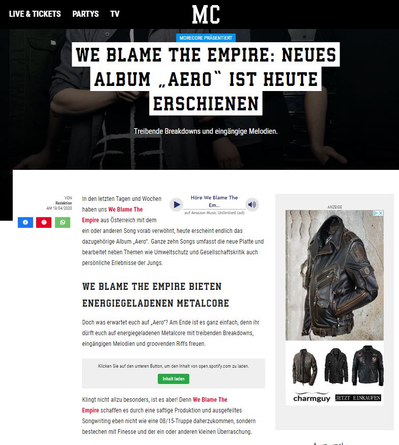 We blame the Empire - Metalcore from Austria Vöcklabruck
